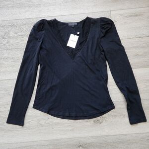 Generation Love Ophelia Black Lace Top Long Sleeves Womens Small Nwt